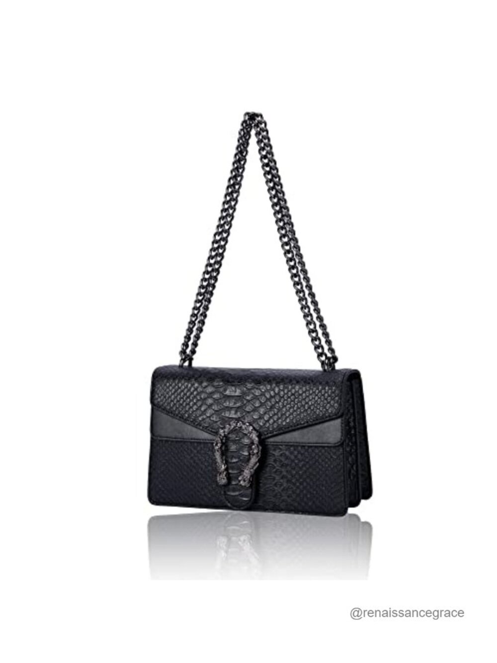Women's PU Leather Crossbody Bag - Snake Print Chain Satchel Purse